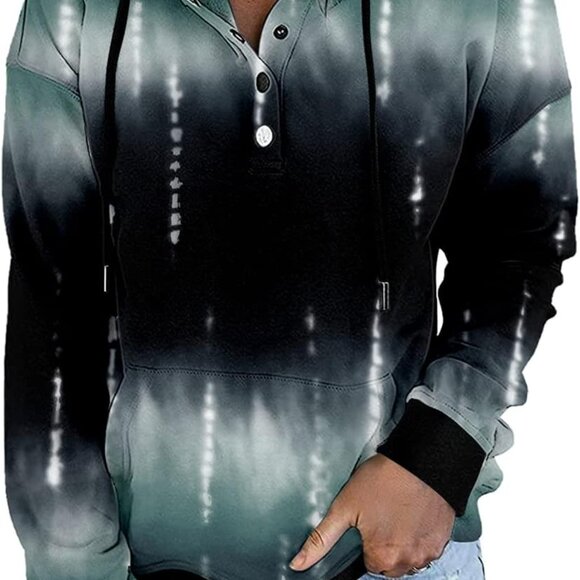 Hoodie for Women Tie Dye Sweatshirt Button Down Tops Casual Long Sleeve Oversize